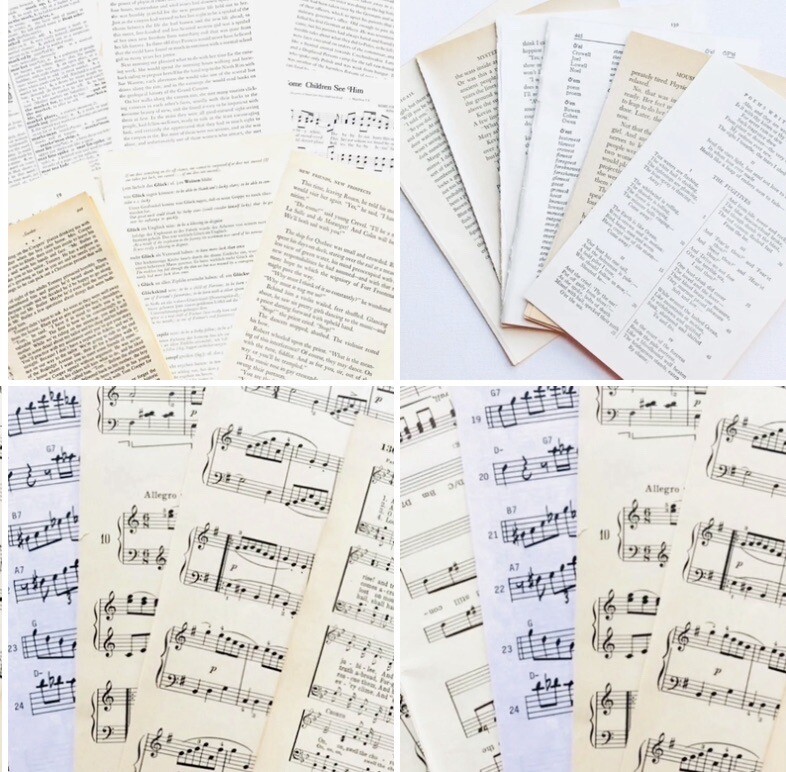 75 Vintage Book & Music Pages for Collage Art Junk Journals Paper Crafting #VBN7