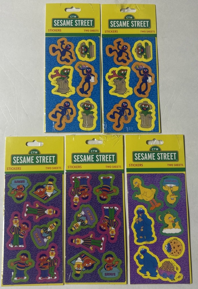 Vintage 1998 Sesame Street Stickers Gibson Greetings Lot of 5 Packs. Big Bird