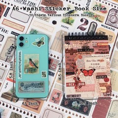 532PCS Vintage Stickers for Scrapbooking, 50 Sheets Precut Washi Stickers Book f