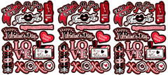 3 Sheets VALENTINES Day Shiny Words LOVE XOXO KISS ME Stickers