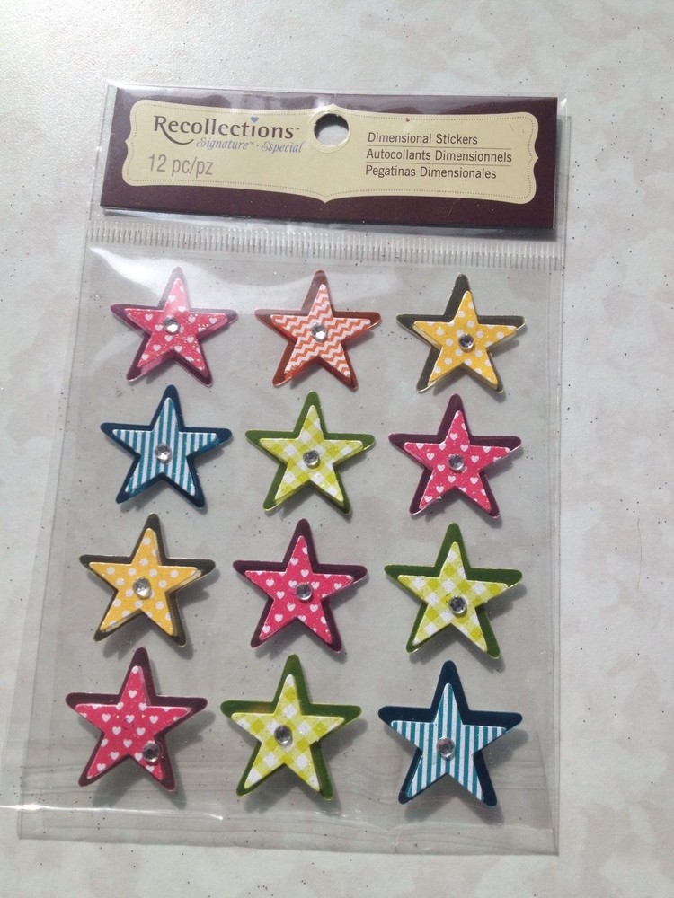 RECOLLECTIONS STICKERS GLITTER W/GEMS STARS MULTI-COLOR GLITTER WITH GEMS STARS