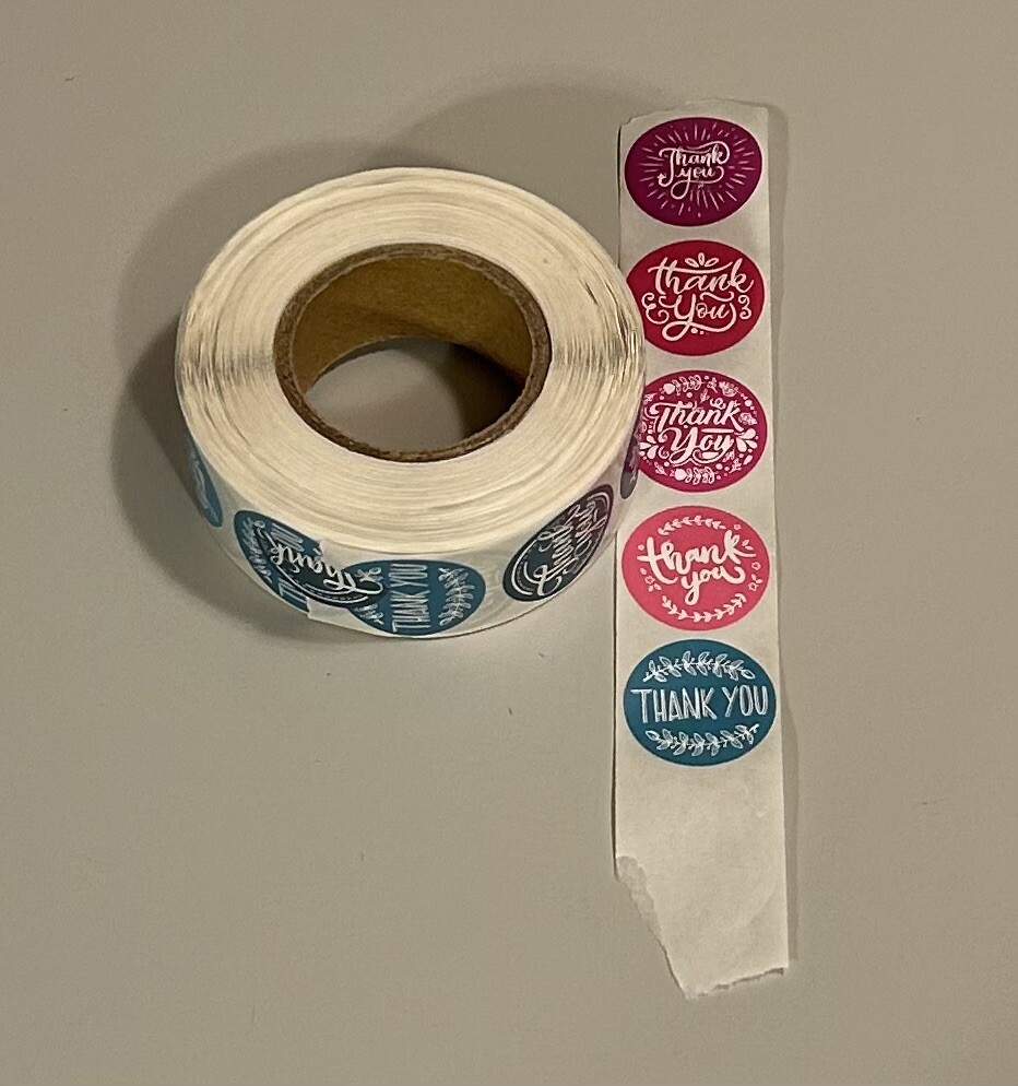1 Roll Of 900 pcs 1″ Assorted Floral Thank You Stickers Round Sealing Labels US