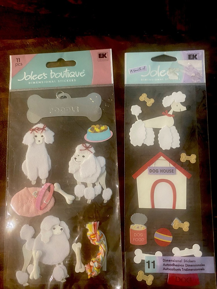Jolee’s Boutique French Poodle 2 PKGS STICKERS Each Different Rare NIP
