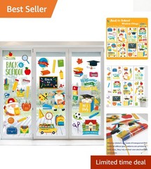 Delightful 8-Pack Back to School Window Decor – Reusable PVC Clings for Kids