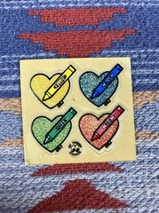 BJ Stickers See Through Color Crayon Hearts Vintage 1980s