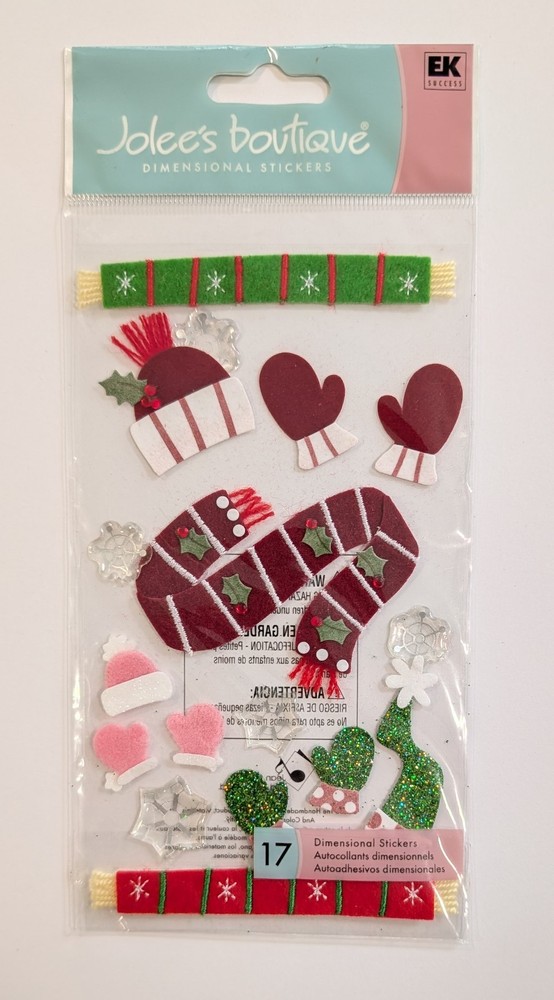 RARE Jolee’s Christmas Winter Hats Scarves & Mittens Snow Scrapbooking Stickers