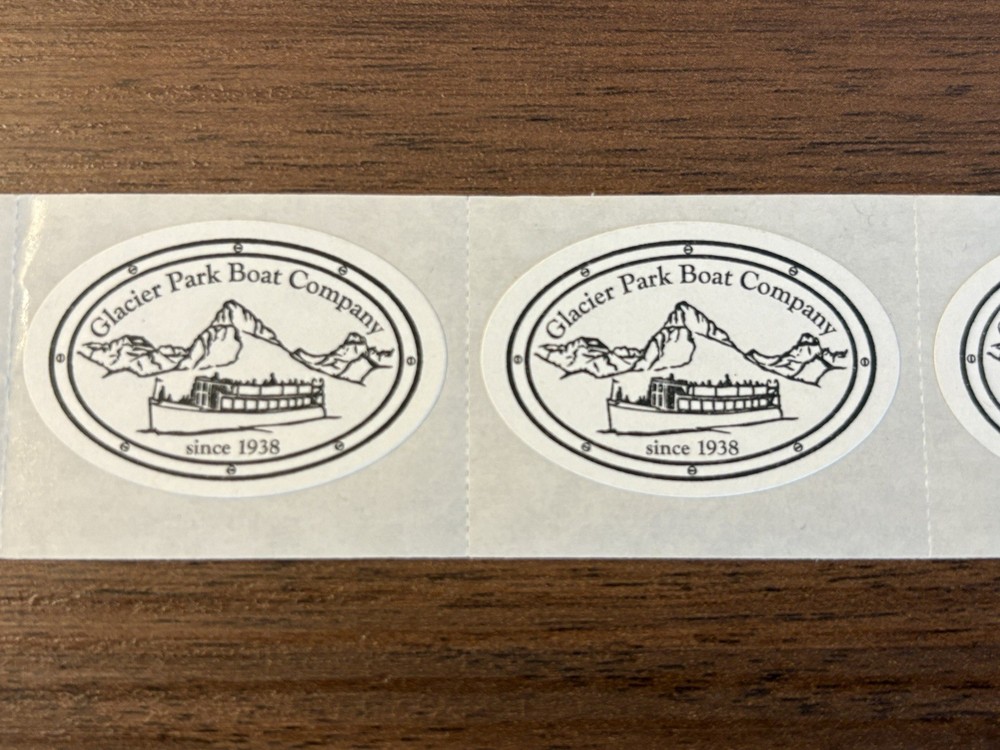 (2) Glacier National Park Boat Company 1” Stickers – Vintage Collectible NEW