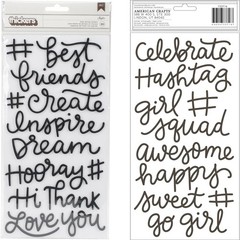 American Crafts GIRL SQUAD PHRASES (2) SHEETS FOAM THICKERS scrapbook