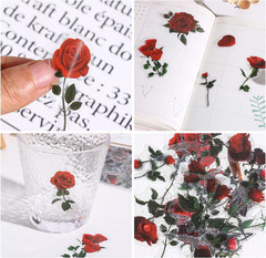 160 PCS(4 Pack) Vintage Rose Floral Stickers, Retro Natural Plants Decals, Water