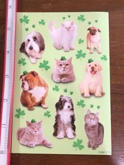 1 Sheet AGC Dogs Cats Pets Leprechaun Stickers St Patricks Ireland Clover Luck