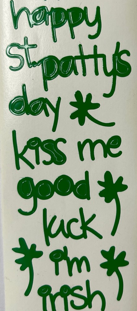 GREEN KISS ME GOOD LUCK Sticker(28pc)2”x9”Clover •St.Patrick’s Day•Irish•Holiday