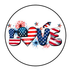 30 FOURTH 4TH OF JULY ENVELOPE SEALS LABELS STICKERS FAVORS 1.5″ ROUND LOVE