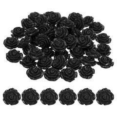 For 20mm Pink Resin Cabochon, 50 Pieces Mini Flowers Black Resin