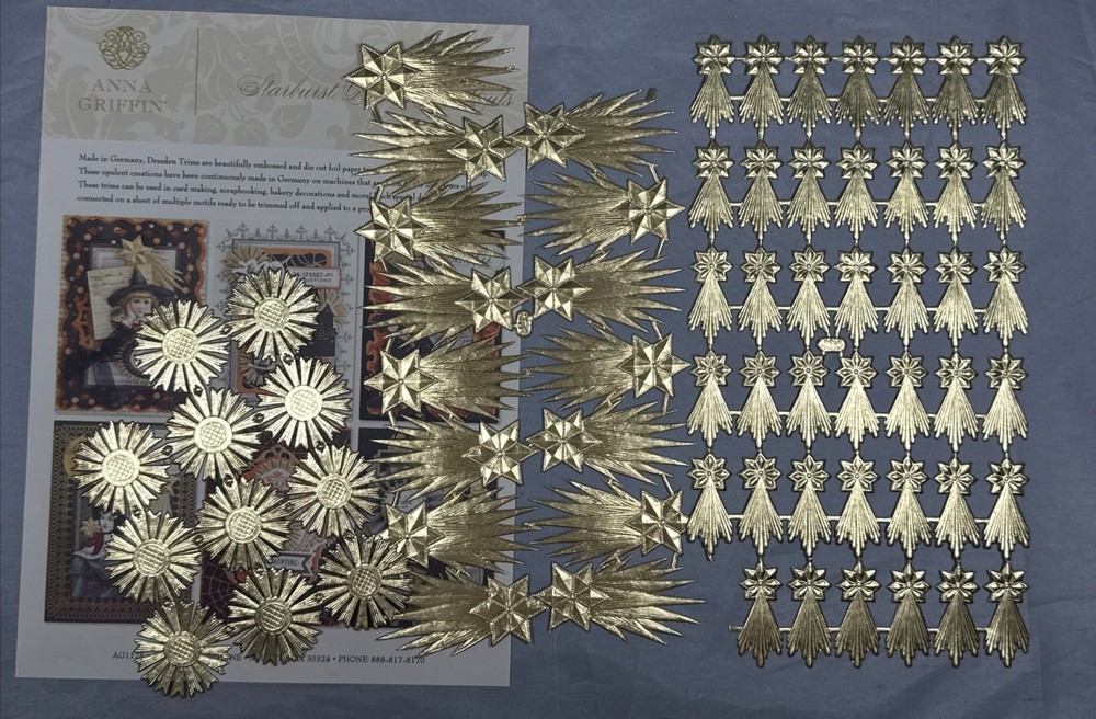 Anna Griffin Starburst Dresden Die Cuts Gold Foil 64 Dies Partial set