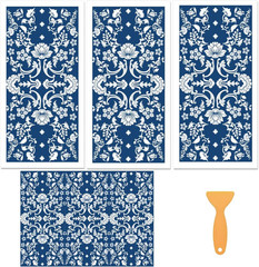  3 Sheets Blue White Boho Floral Rub on Transfers for Crafts and Furniture, Dec