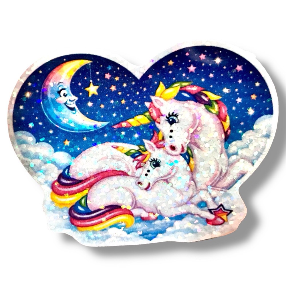 Retro Unicorns Prism Sticker 80s Holographic Kawaii 90s Glitter Decal