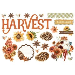 SS Page Pieces DieCuts Autumn Breeze Harvest Sunflowers Pine Cones Give Thanks
