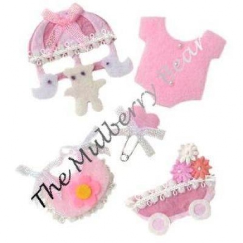 5 Girl baby babies pink embellishments Scrapbooks Cards announcements Shower