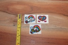 Vintage KEM Prism Sticker mods Rainbows hearts Bee Dove Bird Love lot of 3 1980s