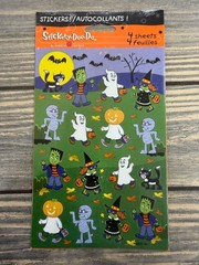 Vtg Stickety Doo Da Halloween Stickers Spooky Characters 4 Sheets Collectible