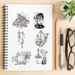 50PCS Vintage French Aesthetic Scrapbook Stickers – Clear Retro Paris Floral Pos