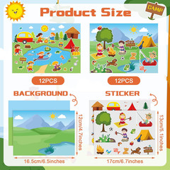 24 Set Camp Scene Mini Stickers 6.5 X 4.7 Inch for DIY Craft and Decor