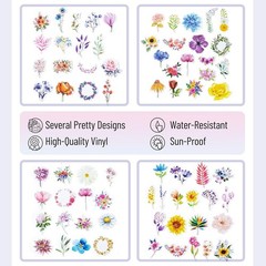 Tiny Floral Stickers 74pcs Vinyl Decals for Laptop Water Bottle Journal