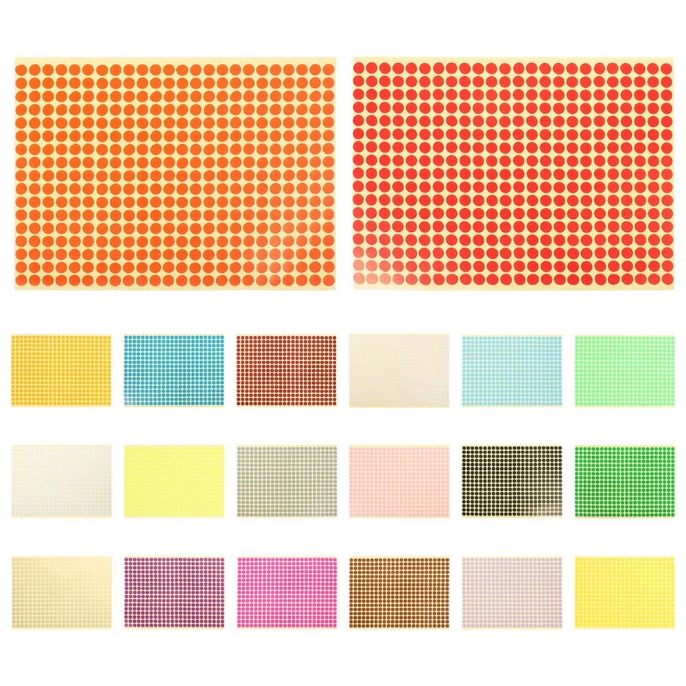 20 Sheets Removable Dot Stickers Color Circle Colored Adhesive Dots Labels