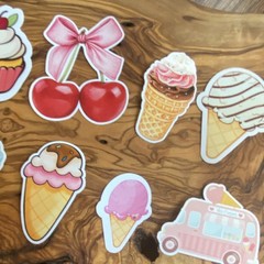 Food & Drink Dessert Scrapbooking Sticker Set Multicolor Ice Cream Cupcake