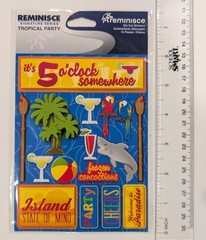 Tropical Party It’s 5 O’Clock Somewhere Scrapbooking Stickers by Reminisce RARE
