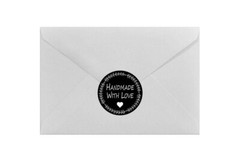 «Handmade with Love» Black 1.5″ Stickers | 100 Pack | Inch Round – For Gifts