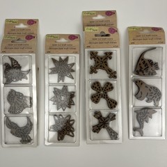Crafters Square Laser Cut Kraft Icons Birds Stars Crosses Fish Lot of 6