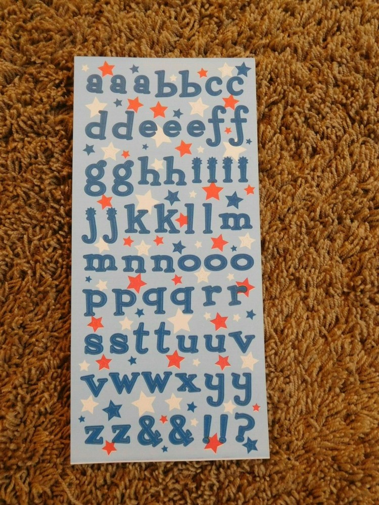 America ABC’S DCWV CARDSTOCK STICKERS Navy – Lower Case with Stars