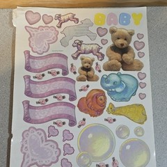 Vintage 90s Baby Girl Scrapbooking Embellishments Sticker Sheets Titles Borders