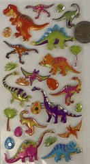 PUFFY FOIL DINOSAUR Stickers (26pc)Prehistoric•T-Rex•Bright Color•Card Making•