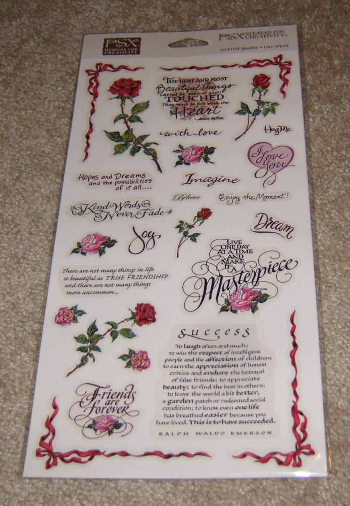 PSX Designs Sticker Sheet ~ Roses and Sentiments. RHTF