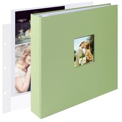 1DOT2 12×12 Scrapbook Photo Album 3-Ring DIY Journal Sage Green Fabric Cover