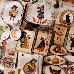 Halloween 2 Small Rub On Transfers Stickers Witch Crafts for Paper Wood Fabric