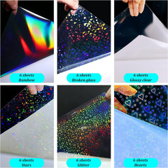 36 Sheets Holographic Sticker Paper Holographic Clear Vinyl Self Adhesive Waterp