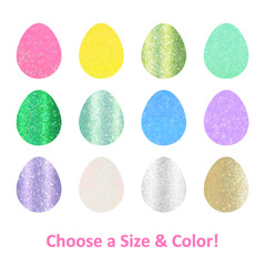 Glitter Egg Stickers! – 0.5 to 3 inch – Choose a Size & Color!