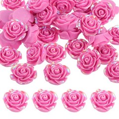 20mm Resin Rose Flatback Charm, 40Pcs Cabochon Embellishment, Shiny Light Purple