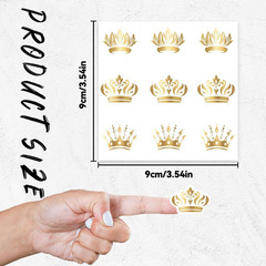 180Pcs Gold Crown Stickers Self-Adhesive Paper Decorative Stickers Waterproof De