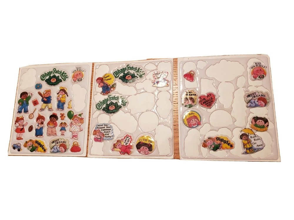 VTG 80s Cabbage Patch Kids Puffy Stick On Stickers Mixed Lot 3 Partial Sheets