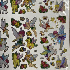 Fairy Unicorn Sticker Sheet 8×10 Inch 64 Count Golden Outline Stars Flowers