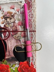 valentines junk journal scrapbook tassel pen clip 56 pages mouse couple sewn