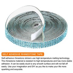 0.35 Inch Self Adhesive Rhinestone Strips 3 Yard for Crafts,Lake Blue