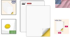 Inkjet/Laser Printable Sticker Paper, 200 Sheets