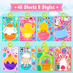 48 Sheets Easter Stickers for Kids – Cute Holiday Stickers for Crafts and Partie