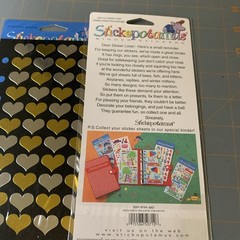 Stickopotamus 2 Packages GOLD & HEARTS Stickers BINDER STICKERS