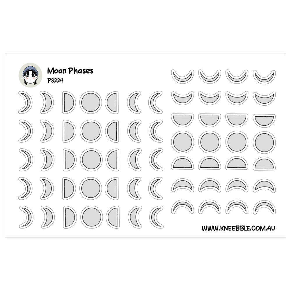 Moon Phases Planner Stickers – Lunar and Celestial Icons